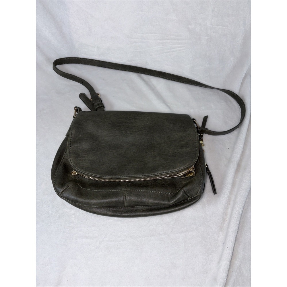 Boho Olive Green‎ Fold Over Messenger bag Soft Multiple Zipper Compartments Chic